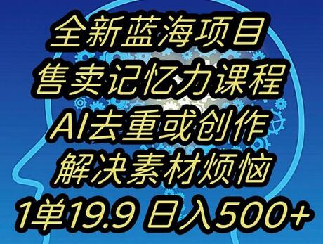 蓝海项目记忆力提升，AI去重，一单19.9日入500+