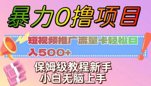 暴力0撸项目：短视频推广流量卡轻松日入500+，保姆级教程新手小白无脑上手