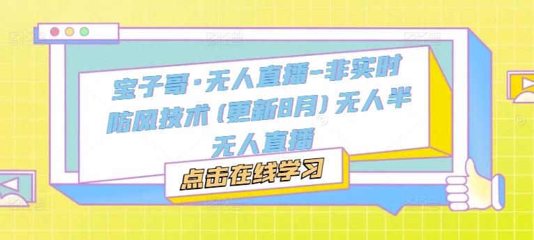 宝子哥·无人直播-非实时防风技术(更新25年6月)无人半无人直播