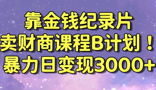 财经纪录片联合财商课程的变现策略，暴力日变现3000+，喂饭级别教学