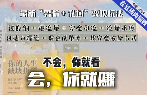 2024，“男粉+私域”还是最耐造、最赚、最轻松、最愉快的变现方式