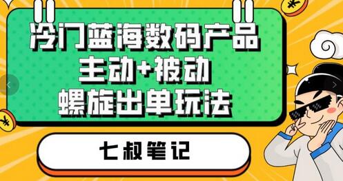 七叔冷门蓝海数码产品，主动+被动螺旋出单玩法，每天百分百出单