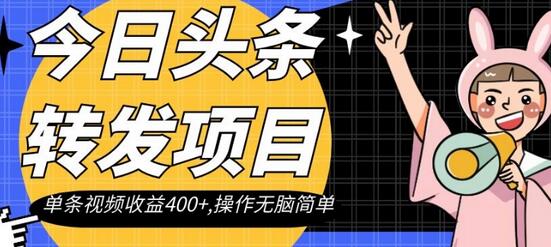 今日头条转发项目，单条视频收益400+,操作无脑简单