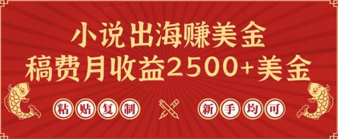 小说出海赚美金，稿费月收益2500+美金，仅需chatgpt粘贴复制，新手也能玩转