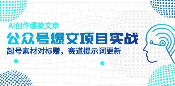 公众号爆文项目实战，AI创作爆款文章，起号素材对标赠（附赛道AI提示词）