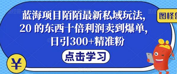 蓝海项目陌陌最新私域玩法，20 的东西十倍利润卖到爆单，日引300+精准粉