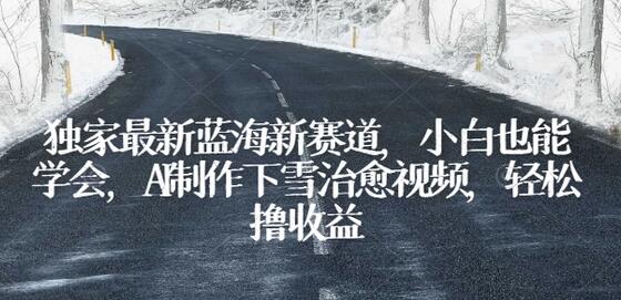 独家最新蓝海新赛道，小白也能学会，AI制作下雪治愈视频，轻松撸收益
