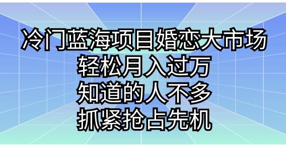 冷门蓝海项目婚恋大市场，轻松月入过万，知道的人不多，抓紧抢占先机