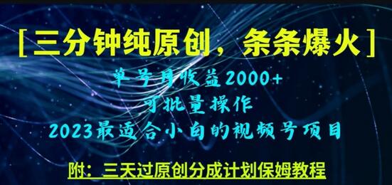 三分钟制作视频号纯原创，条条爆款，轻松月入过万