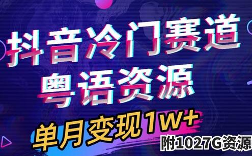 抖音冷门赛道，粤语动画，作品制作简单,月入1w+（附1027G素材）