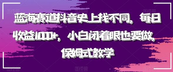 蓝海赛道抖音史上找不同，每日收益1000+，小白闭着眼也要做，保姆式教学