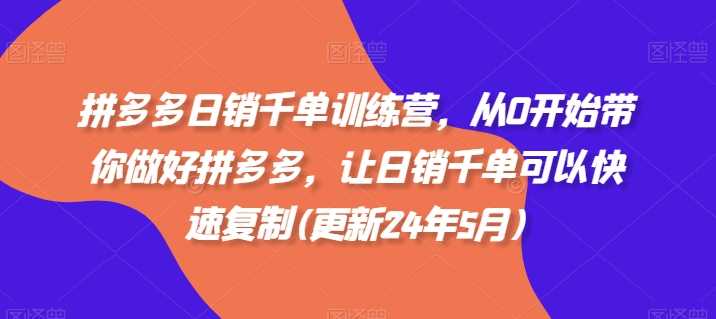 拼多多日销千单训练营，从0开始带你做好拼多多，让日销千单可以快速复制(更新25年3月)