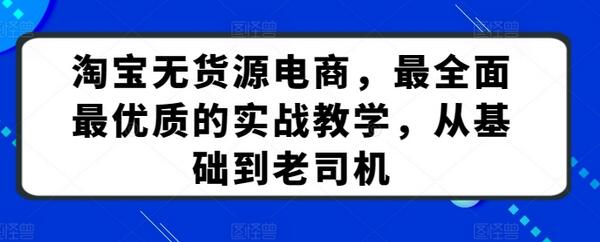 淘宝无货源电商，最全面最优质的实战教学，从基础到老司机