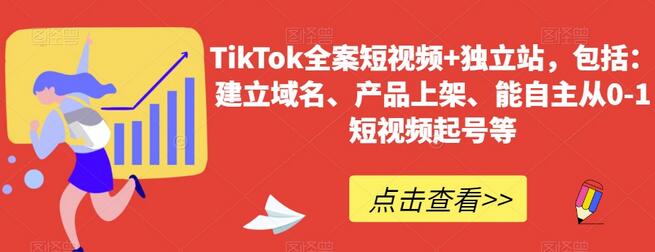 TikTok全案短视频+独立站，包括：建立域名、产品上架、能自主从0-1短视频起号等