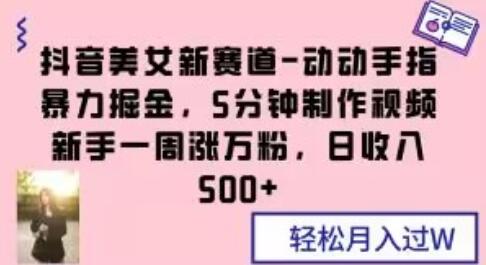 抖音美女新赛道-动动手指暴力掘金，5分钟制作视频，新手一周涨万粉，日收入500+