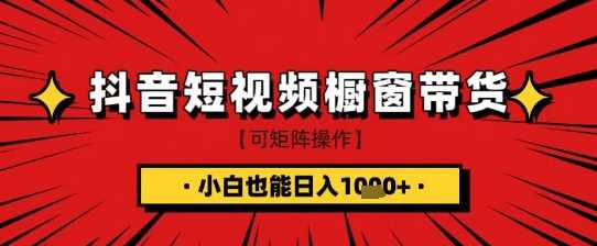 抖音短视频食品橱窗带货，小白轻松上手日入1k+【揭秘】