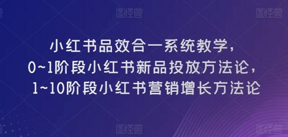 小红书品效合一系统教学，​0~1阶段小红书新品投放方法论，​1~10阶段小红书营销增长方法论