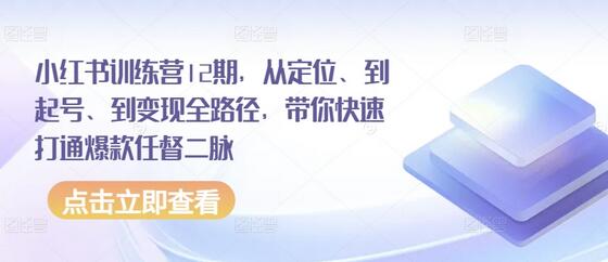 小红书训练营12期，从定位、到起号、到变现全路径，带你快速打通爆款任督二脉