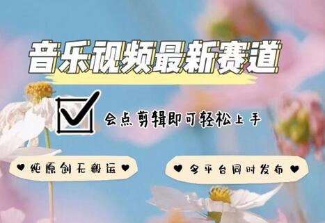 音乐视频赛道最新玩法，纯原创不违规，可所有平台同时发布，会点剪辑即可轻松拿捏