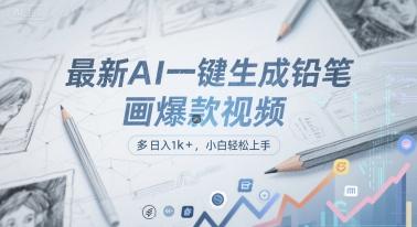 最新AI一键生成铅笔画爆款视频，多平台分发，日 入1k+，小白轻松上手【揭秘】