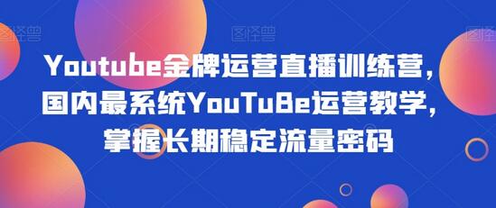 Youtube金牌运营直播训练营，国内最系统YouTuBe运营教学，掌握长期稳定流量密码