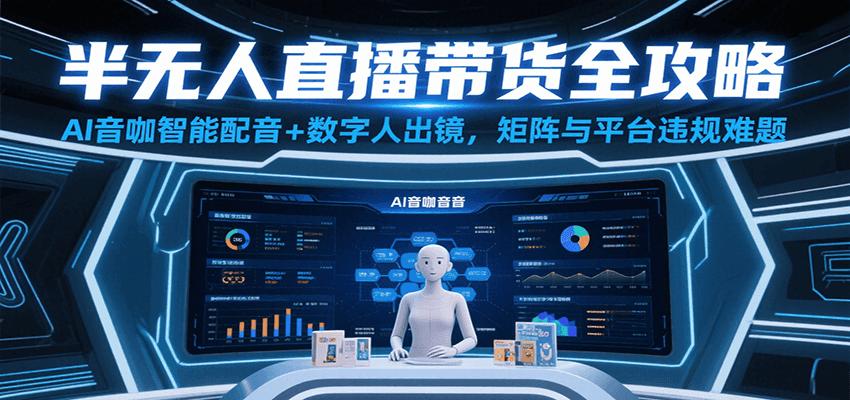 半无人直播带货全攻略：AI音咖智能配音+数字人出镜，解决账号矩阵与平台违规难题