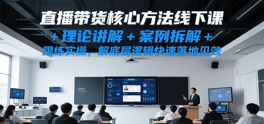 直播带货核心方法线下课，理论讲解+案例拆解+跟练实操，解底层逻辑快速落地见效