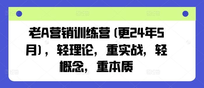 老A营销训练营(更25年7月)，轻理论，重实战，轻概念，重本质