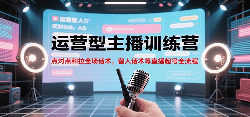 运营型主播训练营，点对点和拉全场话术，留人话术等直播起号全流程（更新7月）