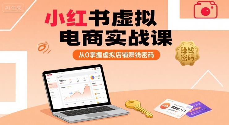 小红书虚拟电商实战课，从0掌握虚拟店铺賺钱密码