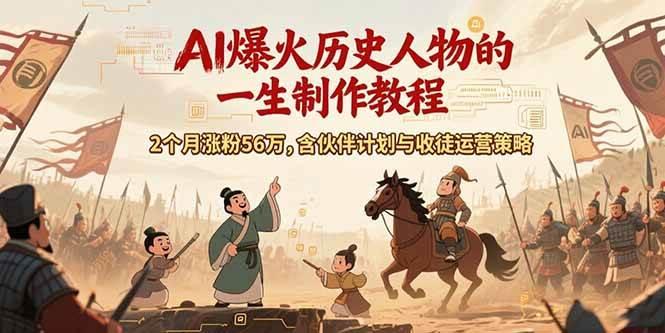 AI历史人物赛道课程，2个月涨粉56万，含伙伴计划与收徒运营策略