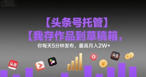【头条号托管 】我存作品到草稿箱，你每天5分钟发布，最高月入2W+【揭秘】