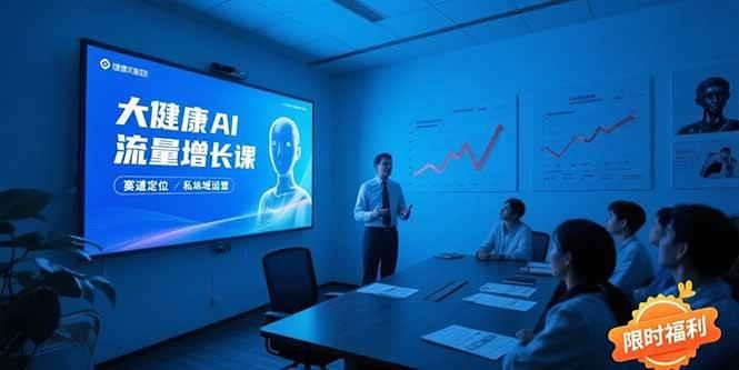 大健康AI流量增长课，赛道定位方法论，AI数字人内容生产，私域转化运营…