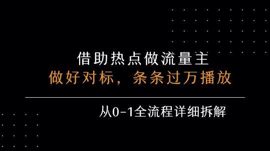借力热点，乘顺风车玩流量主，条条过万播放， 每月收益5k+，从0-1全流程详细拆解