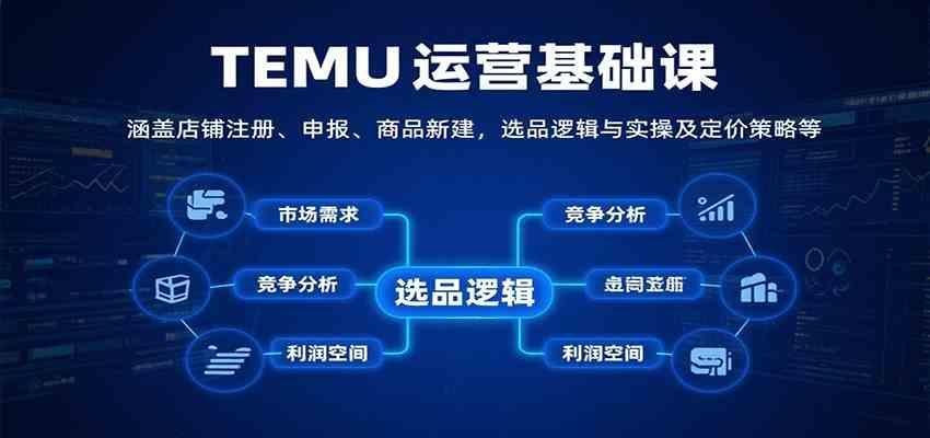 TEMU运营基础课：涵盖店铺注册、申报、商品新建，选品逻辑与实操及定价策略等