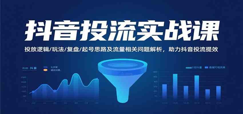 抖音投流实战课，投放逻辑/玩法/复盘/起号思路及流量相关问题解析，助力抖音投流提效